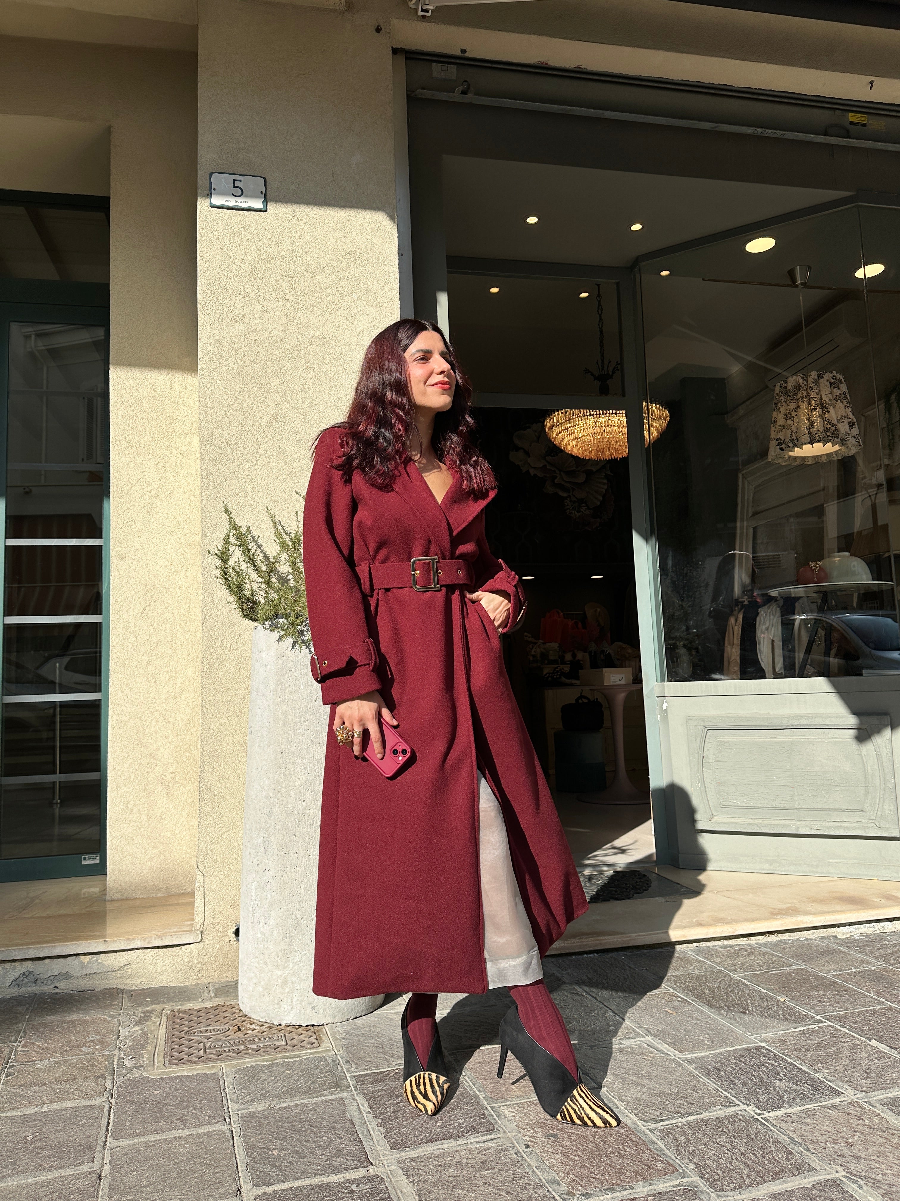 Cappotto lungo Burgundy